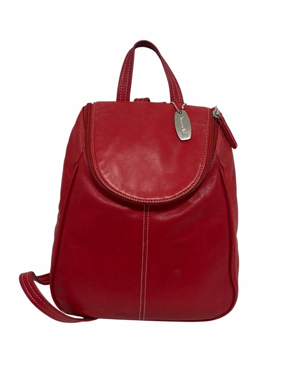 Tignanello Red Leather Backpack Handbag - Like New